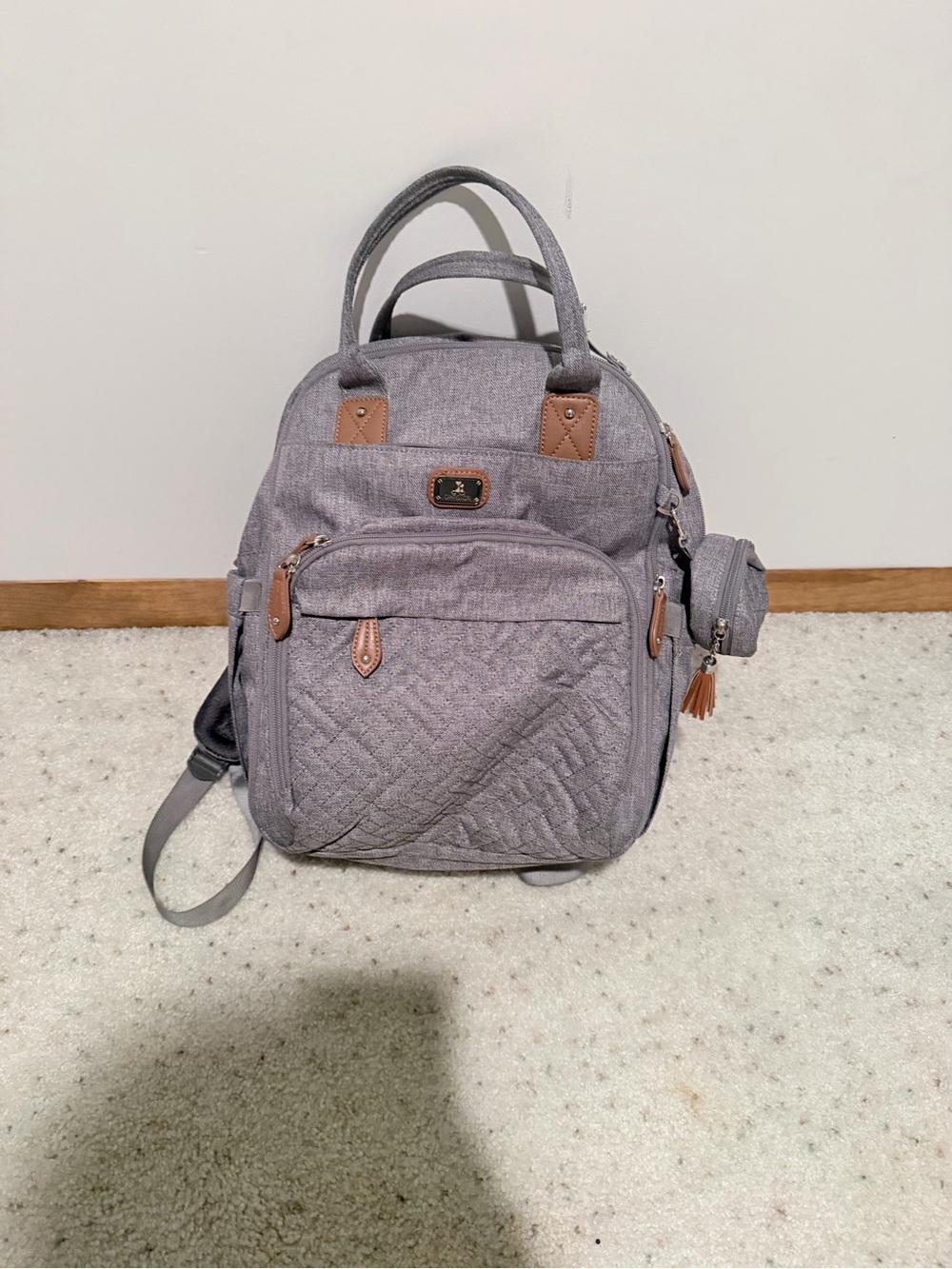 Quilted Gray Women's Backpack Tote - Unbranded
